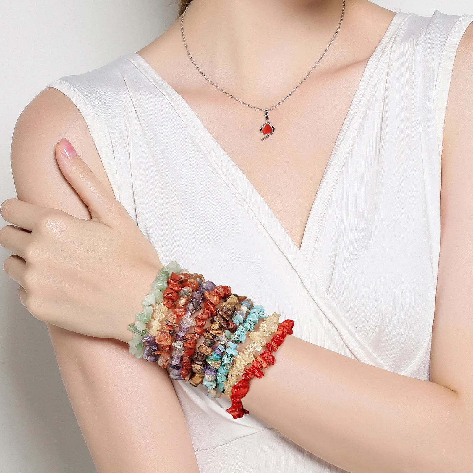 

Бусины из натурального драгоценного камня, коробка для камней, предварительно просверленные отверстия, 2 рулона, медная проволока для самостоятельного изготовления ювелирных изделий, бусины с нерегулярными камнями