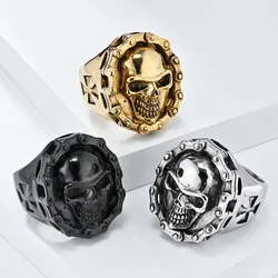 Men's Titanium Steel Chain Skull Ghost Head Large Cool Punk Rings Valentine's Day Gift Birthday Day Gift
