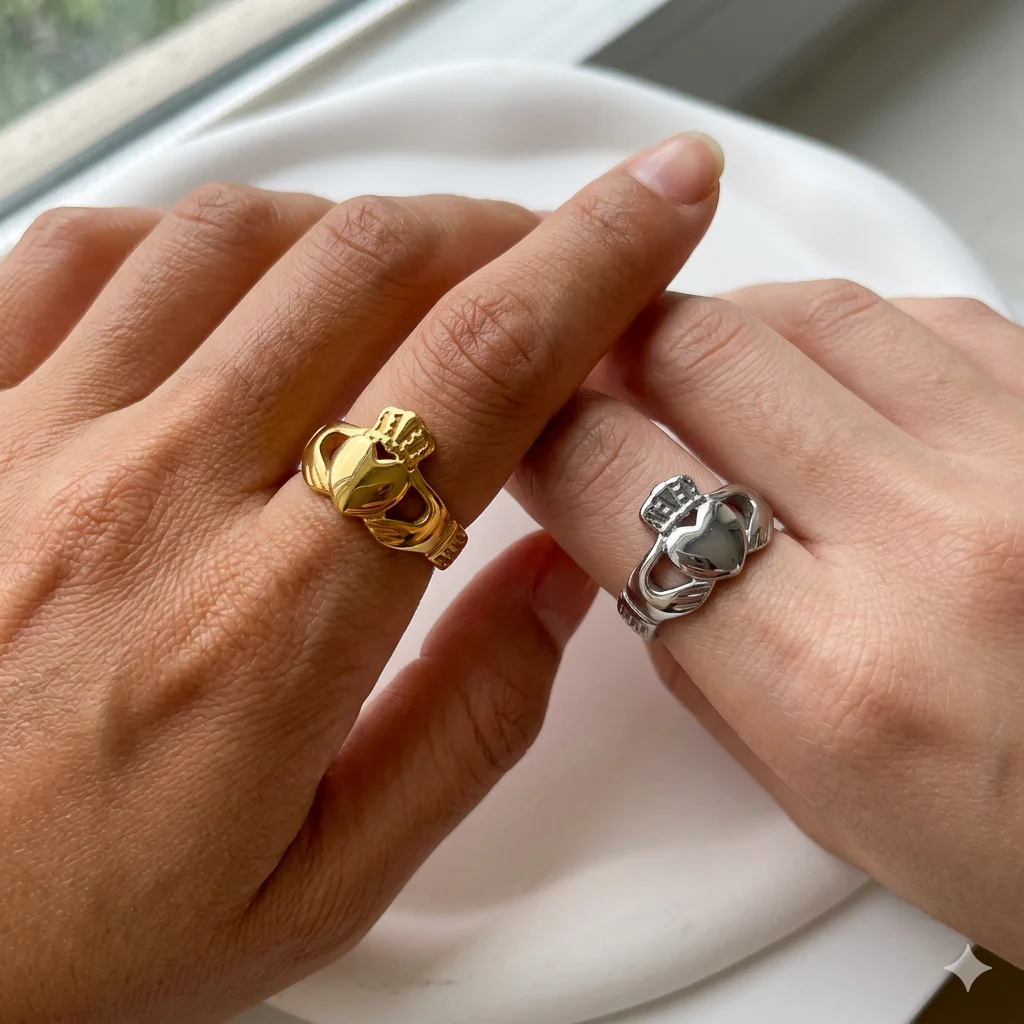 St.delan Vintage Celtic Claddagh Ring Hand Heart Crown Stainless Steel Biker Wedding Jewelry Wholesale