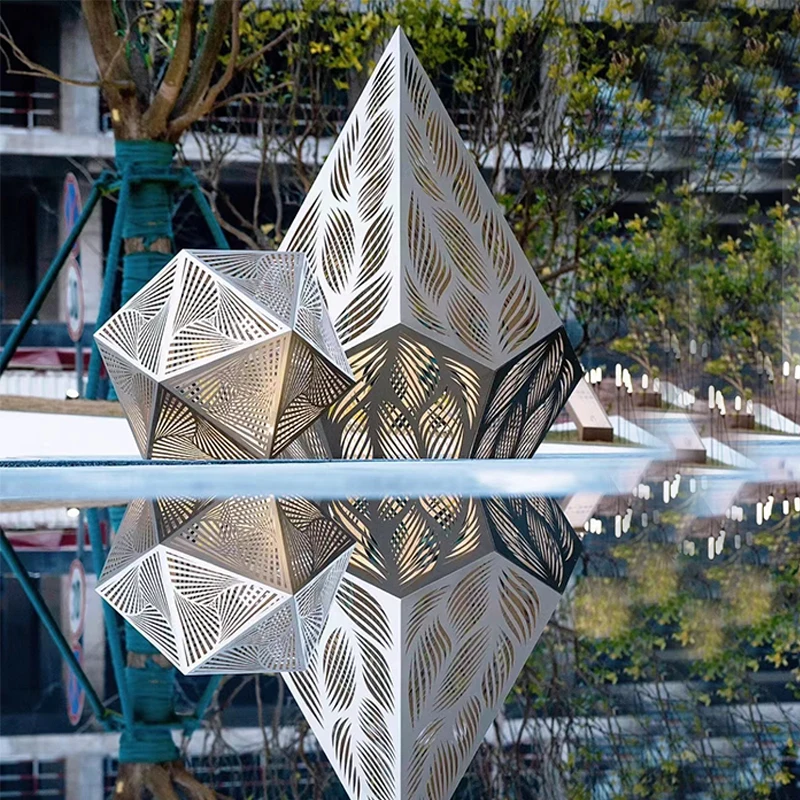 Modern Stainless Steel Luminous Ball Festive Outdoor Landscape Lighting for Christmas Halloween Public Art Sculpture Decorations