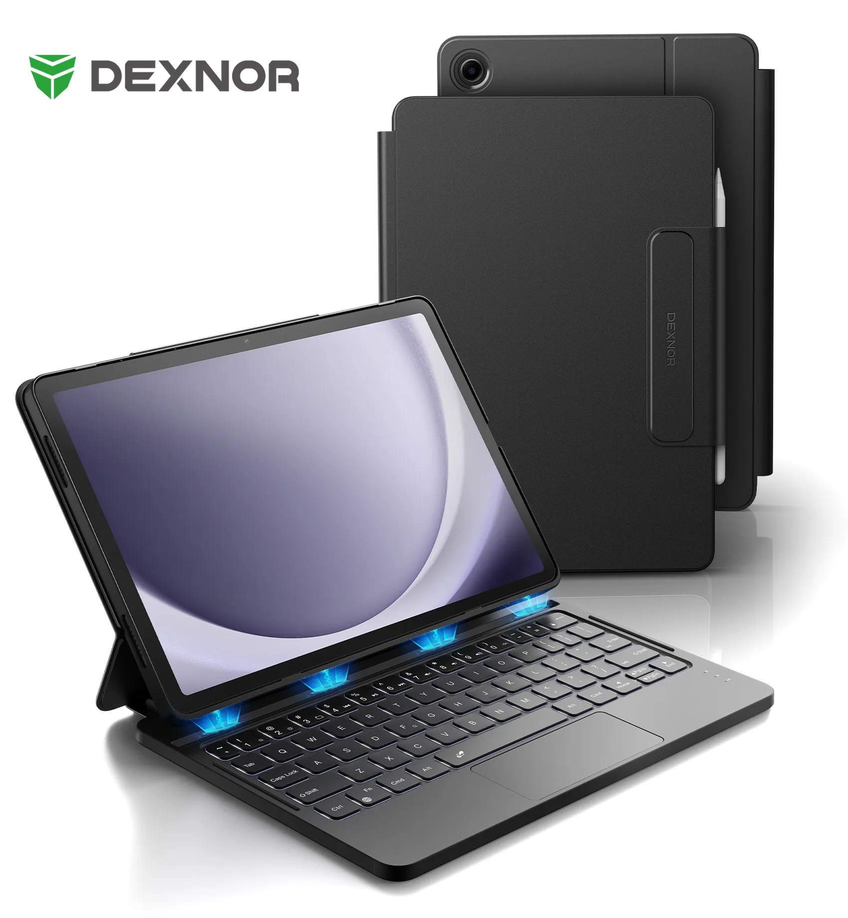 For Samsung Galaxy Tab A9+Plus Case with Keyboard Ultra-Light Magnetic Keyboard Cover Multi-Touch Trackpad Backlit Stylus Holder