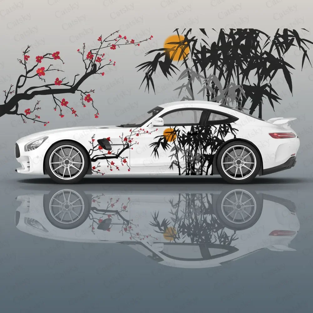 

plum bamboo flower Car Decal Protective Film Vinyl Itacar Racing Side Graphics Wrap Accessories Spray Paint auto Stickers Film
