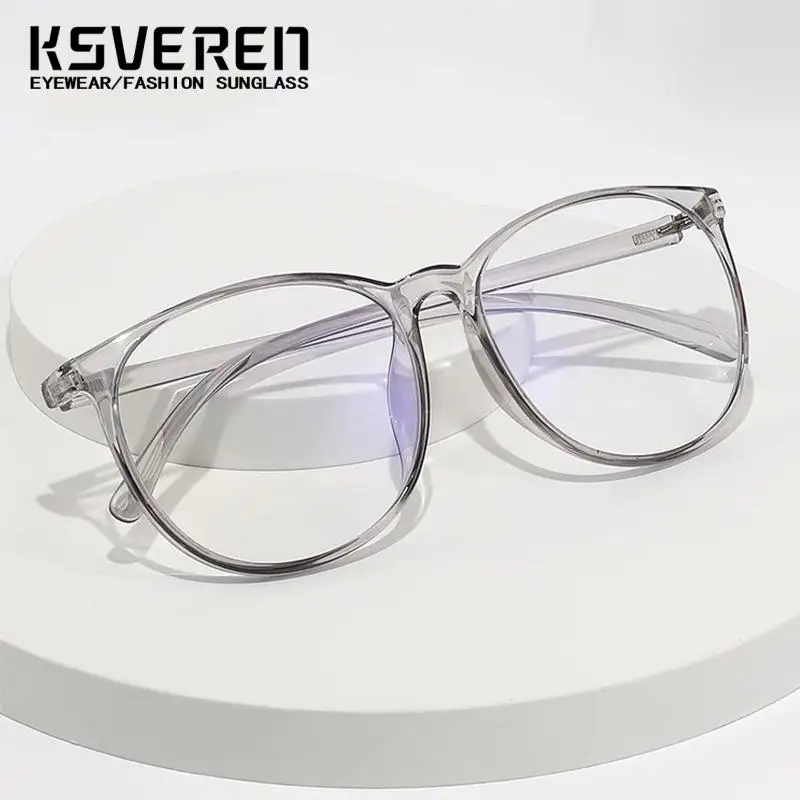 

Fashion Round Ultralight Large Frame Prescription Glasses For Women Anti Blue Light CR39 Lens Customisable Reading Glassess