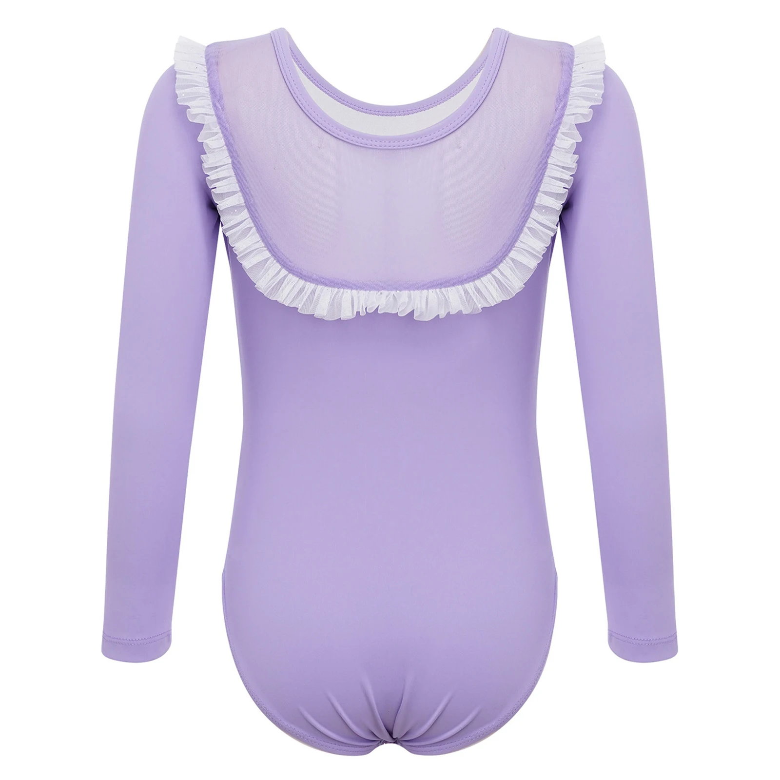 Kinderen meisjes gymnastiek ballet dans turnpakje outfit lange mouw pure mesh patchwork bodysuit kunstschaatsen dansvoorstellingen