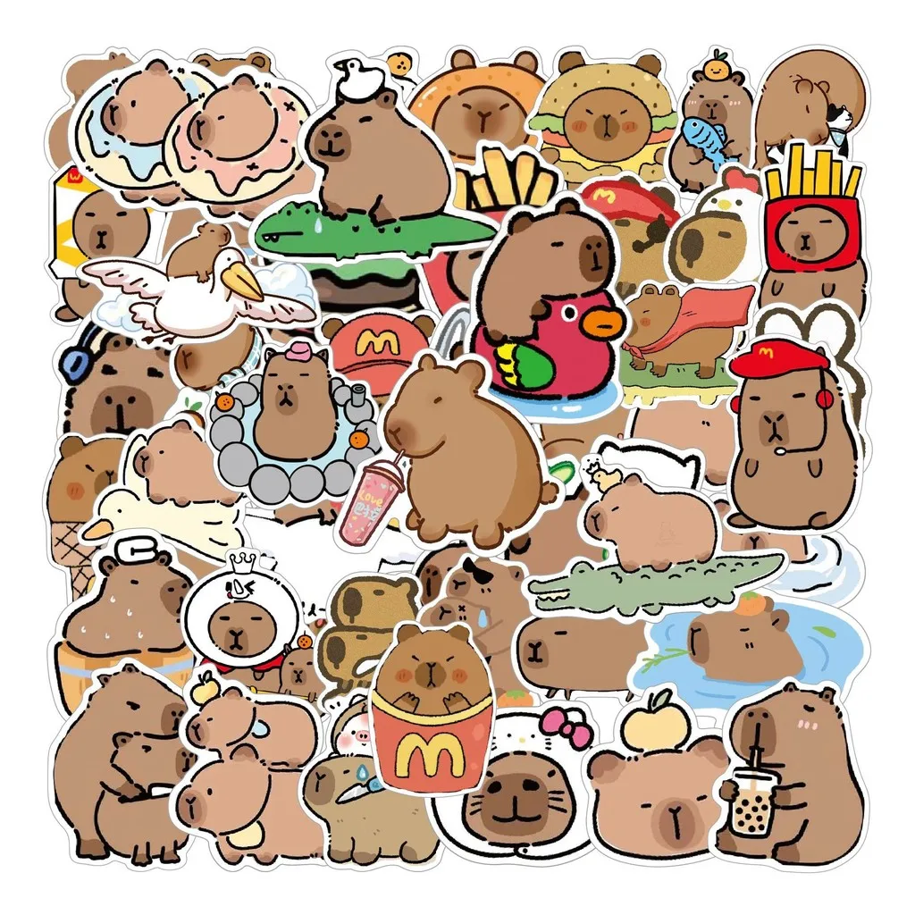 50 folhas de adesivos capivara não tóxicos para crianças – decalques ecológicos de PVC para escola DIY artesanato BulingBulingStickers Store