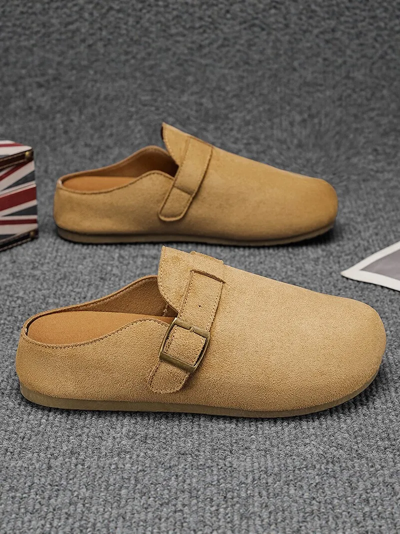 Office Wear Men's Slip-On Sandals Breathable Upgraded EVA Liner Thick Bottom Rubber Outsole Retro Style Casual Slip-On Shoes