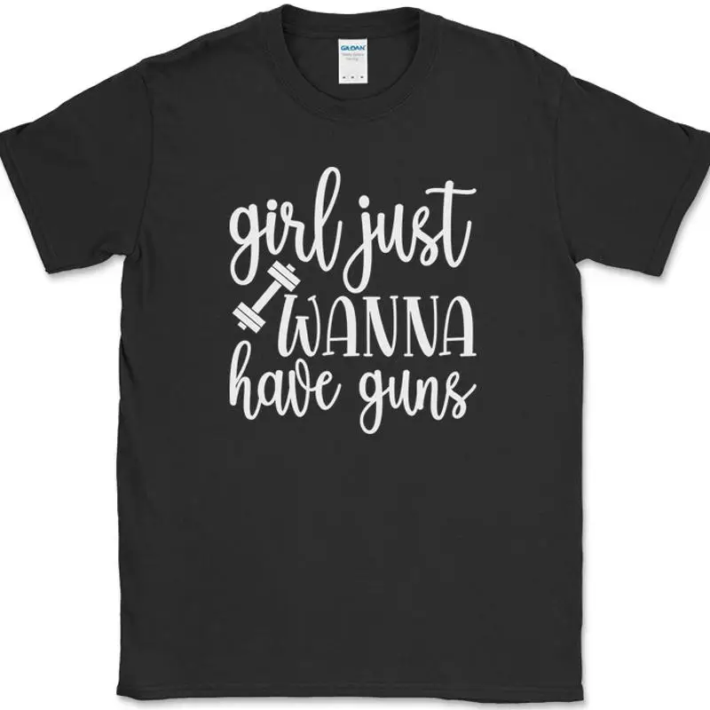 

Футболка Girl Just Wanna Have Guns, забавная футболка с текстом для тренажерного зала, фитнеса, лифтинга и тренировок