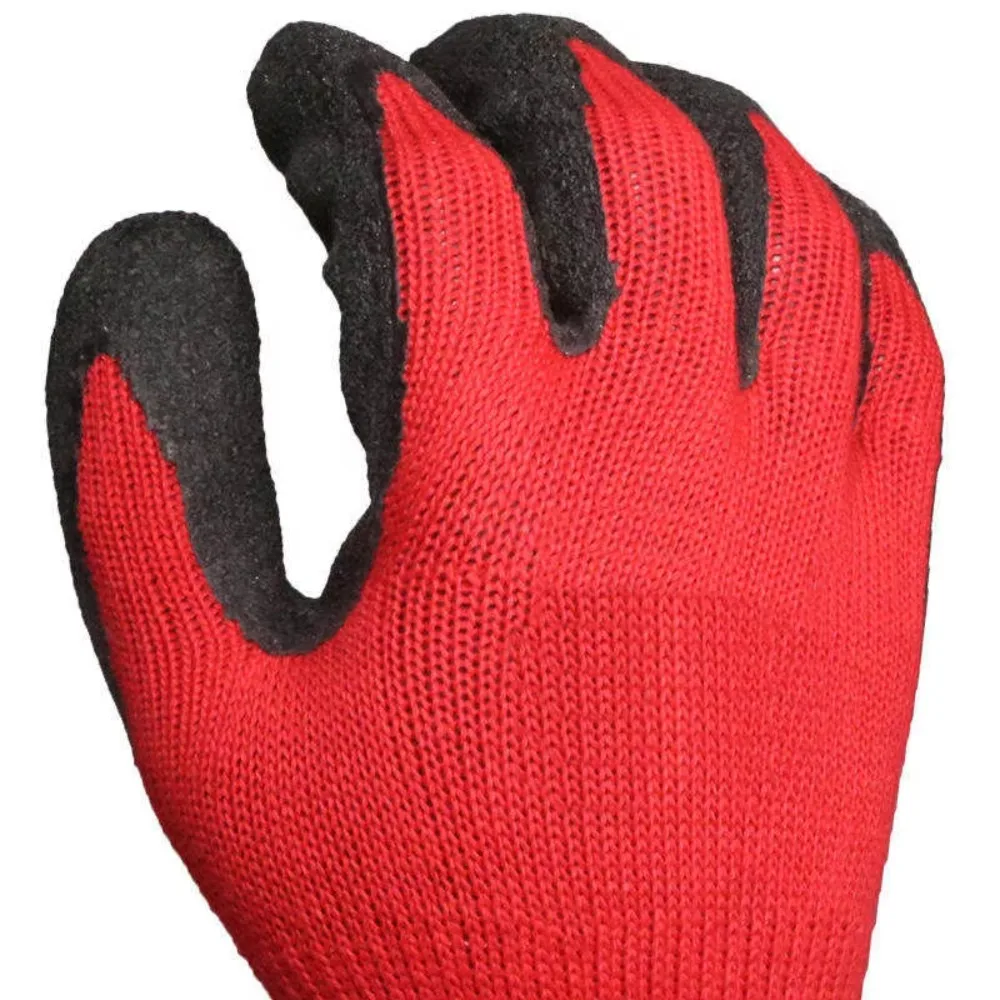 5Pcs Wrinkled Latex Gloves, Palm Coated Cut Resistant Grade 1 Oil Resistant Building Industrial Garden Gloves