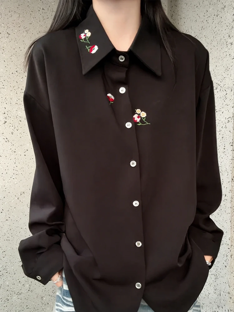 

Мужская свободная рубашка с вышивкой Bla, с длинным рукавом, повседневная, приталенного кроя, для ношения под одеждой, весенняя модная новинка в китайском национальном стиле