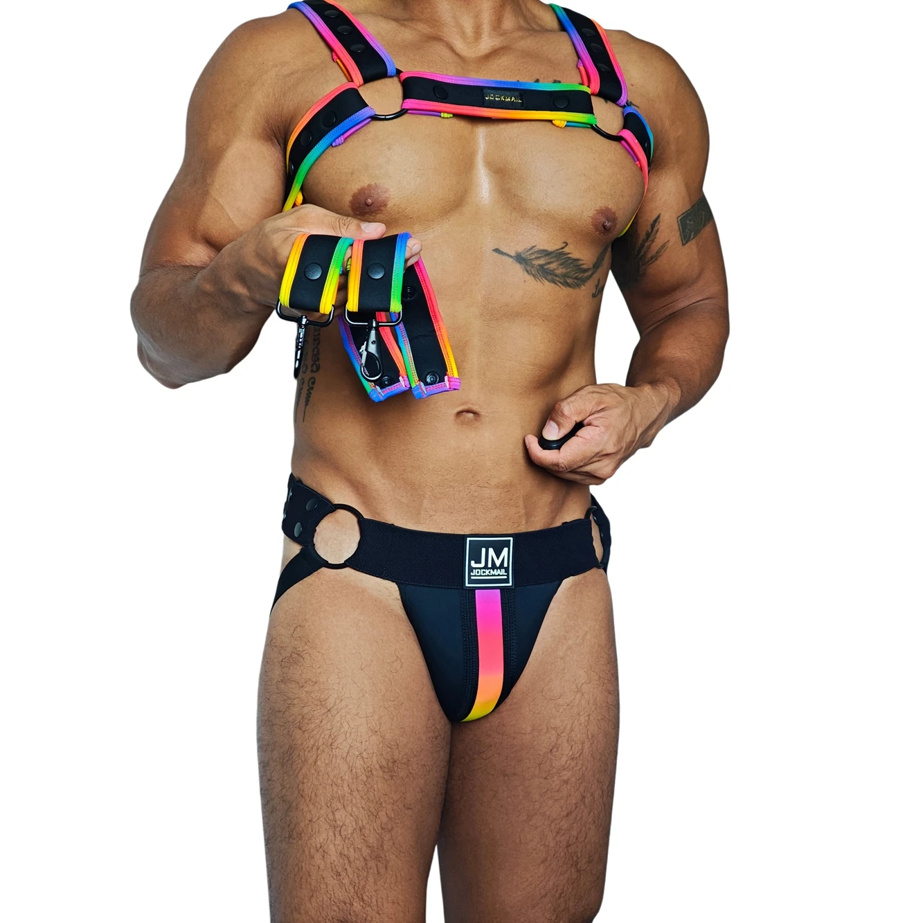JOCKMAIL Men Harness Shoulder Strap Tank Top DIY Mix-and-Match Jockstraps Sets Underwear Adjustable Snap Fasteners Neoprene