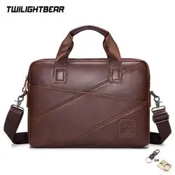 New Men's Cowhide Briefcases Cow Leather Business Handbag High Quality Leather Shoulder Bags Gift Leisure Laptop Bag A2G0403