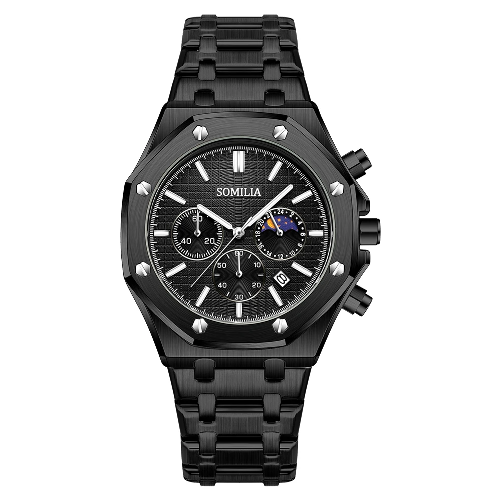 SIMILIA лучший бренд 2311, мужские повседневные кварцевые часы, роскошные светящиеся наручные часы из нержавеющей стали, водонепроницаемые мужские часы