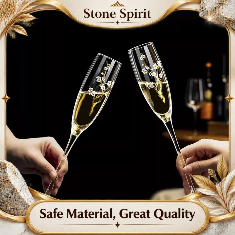 【Premium】High End Crystal Diamond Red Wine Glass, Hand Carved, Champagne Glass, Household Glass Cup, Drinking Utensils, Gift Box