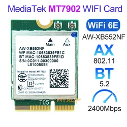 MT7902 wifi 6E network card AW-XB552NF Tri-Band 2.4G/5G/6G 802.11AX/AC wireless KeyE M2 Card Bluetooth 5.2 For Win 11 Linux