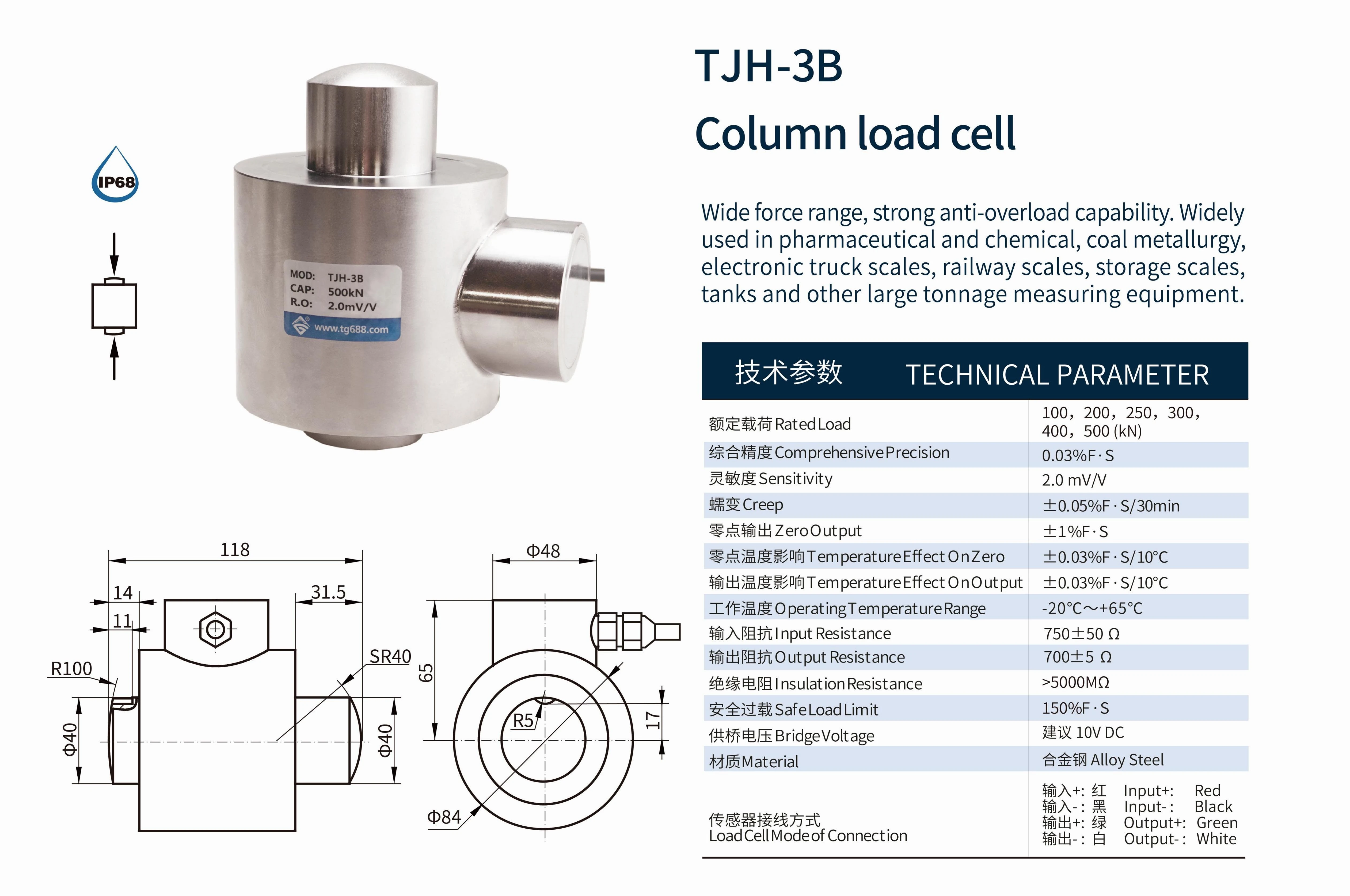 Column Type Compression Steel Load Cell Sud