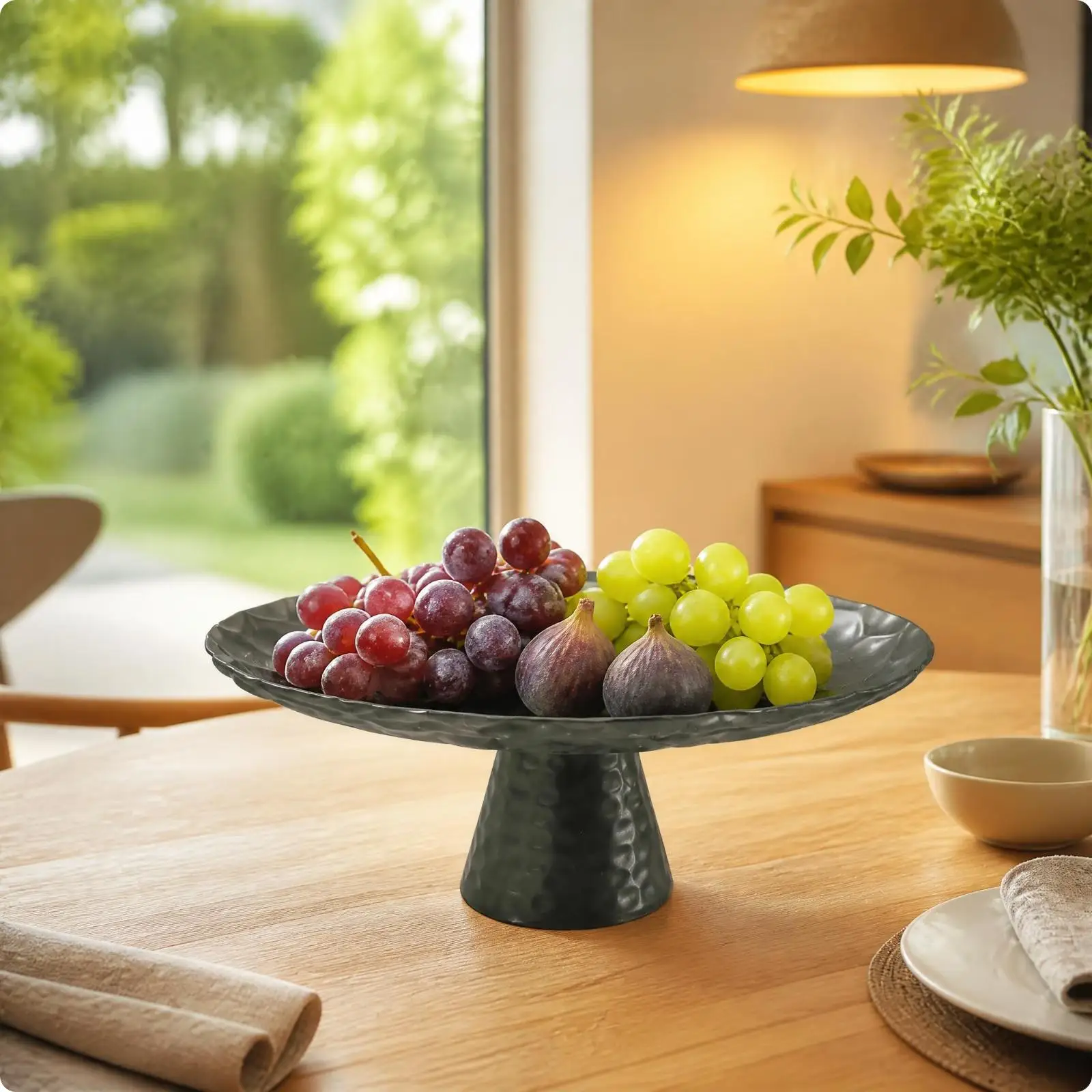 Iron Decorative Tray with Honeycomb Surface for Fruit Serving Black Modern Tabletop Display and Storage