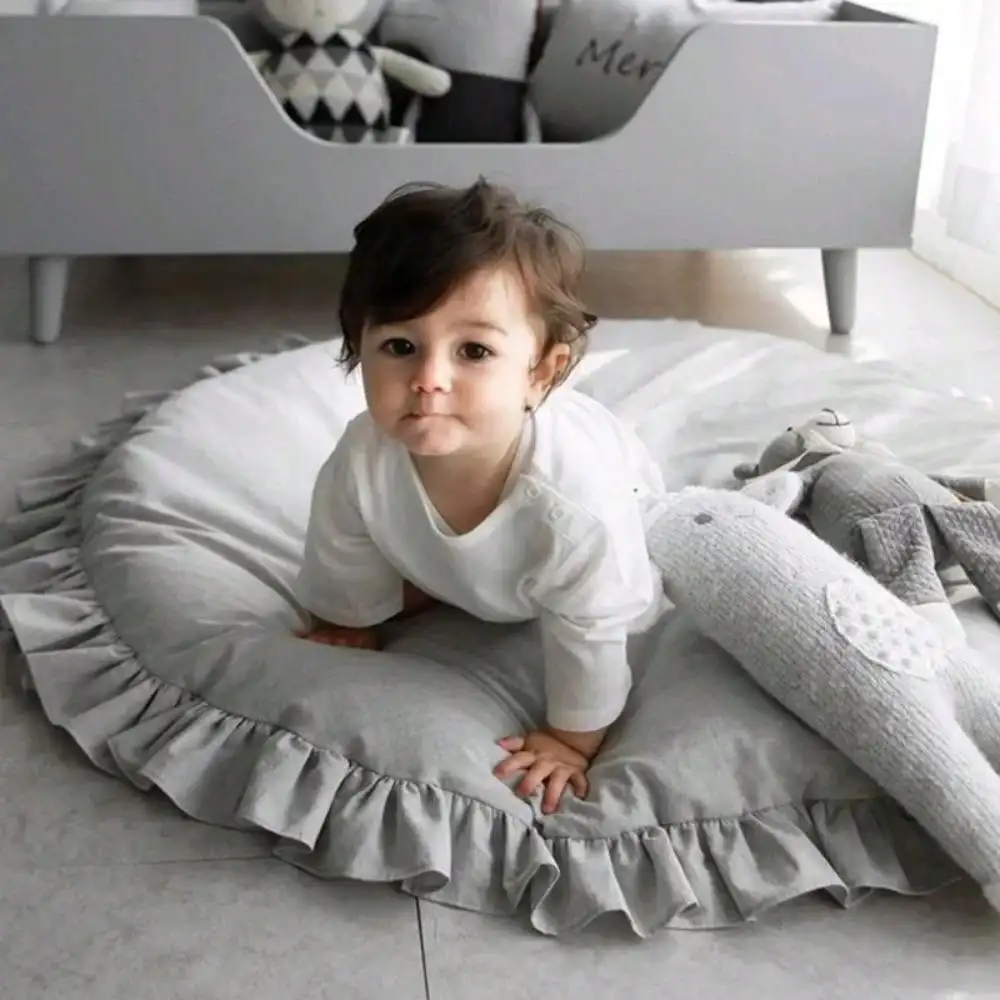 Baby Play Mats Ground Floor Carpet Soft Cotton Padded Baby Bedding Blanket Lace Crawling Mat Game Pad Girl Boy Room Play Rugs