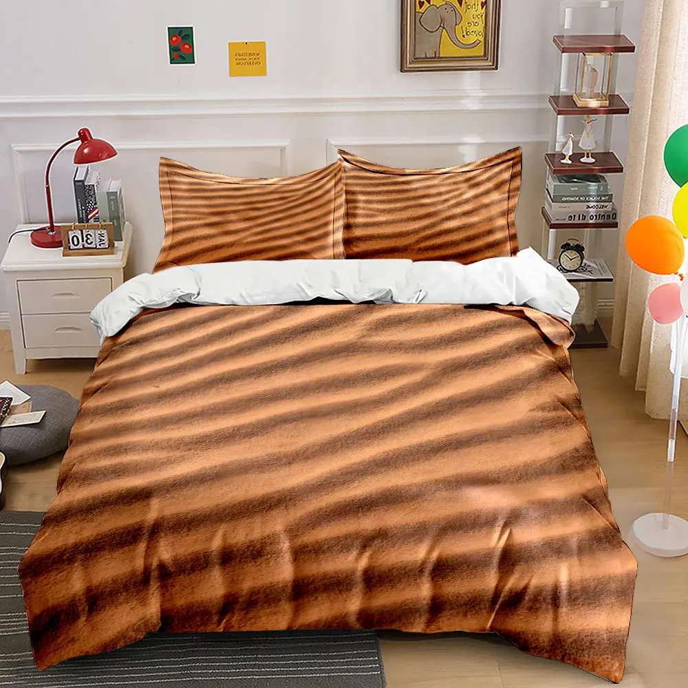 Wavy Sand Dunes in Desert Print Bedding Set 1 Duvet Cover 2 Pillowcases for Adult and Children Luxury Gift Full Size