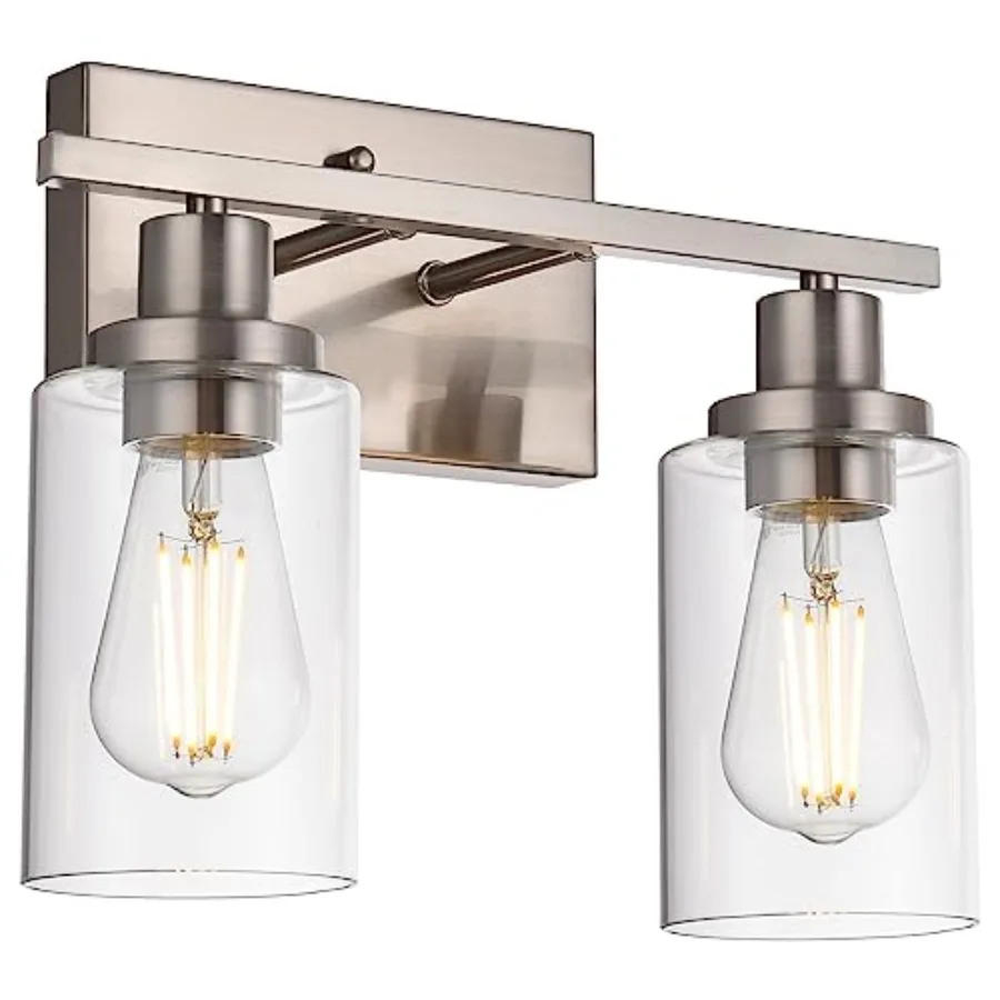 

Metal Wall Lights with Clear Glass Shade 2 Heads Bathroom Light Fixtures Modern Vanity Lights Sconces for Hallway Bedroom Kitch