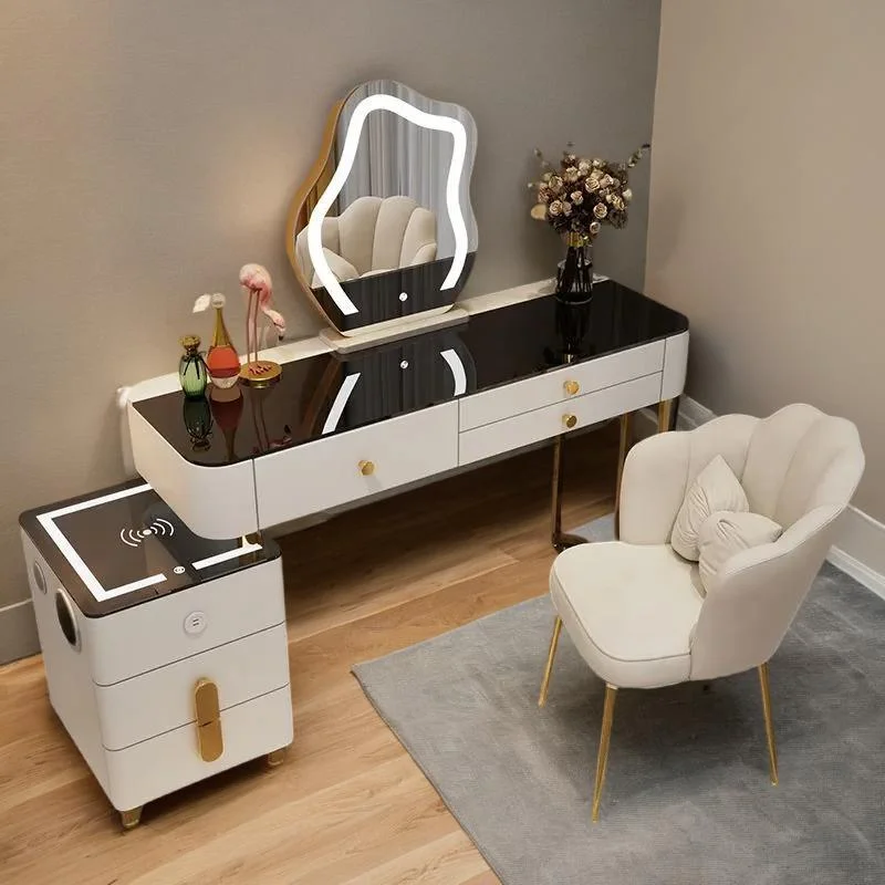 Smart Dressing Table Wireless Charging Nordic Luxury Bedroom Multifunctional Makeup Table With Sound Cloud Mirror