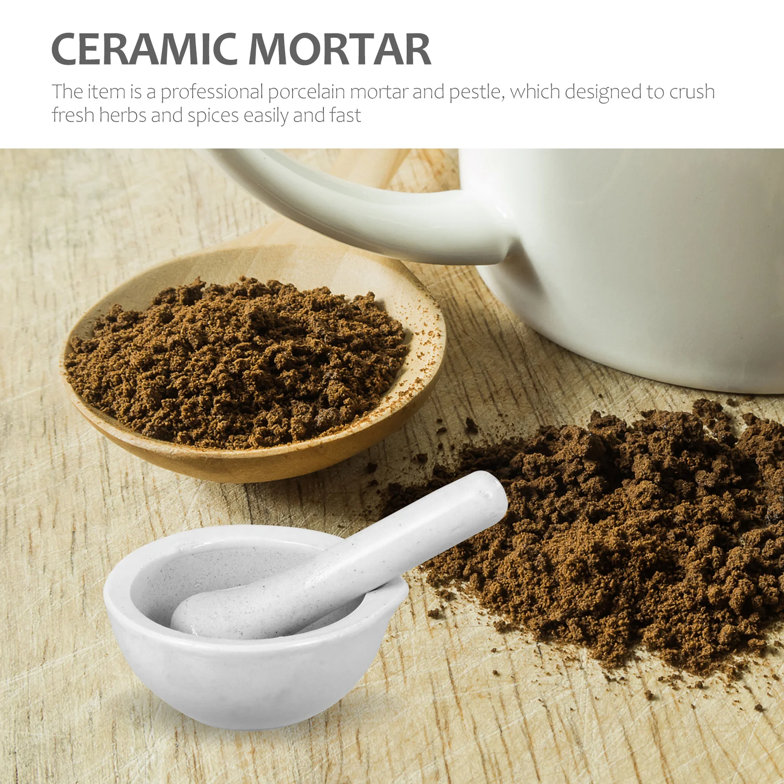 

2Sets Porcelain Pestle Mortar Medicine Bowl Ergonomic Kitchen Crusher Medicine Masher Supplies Durable Stable