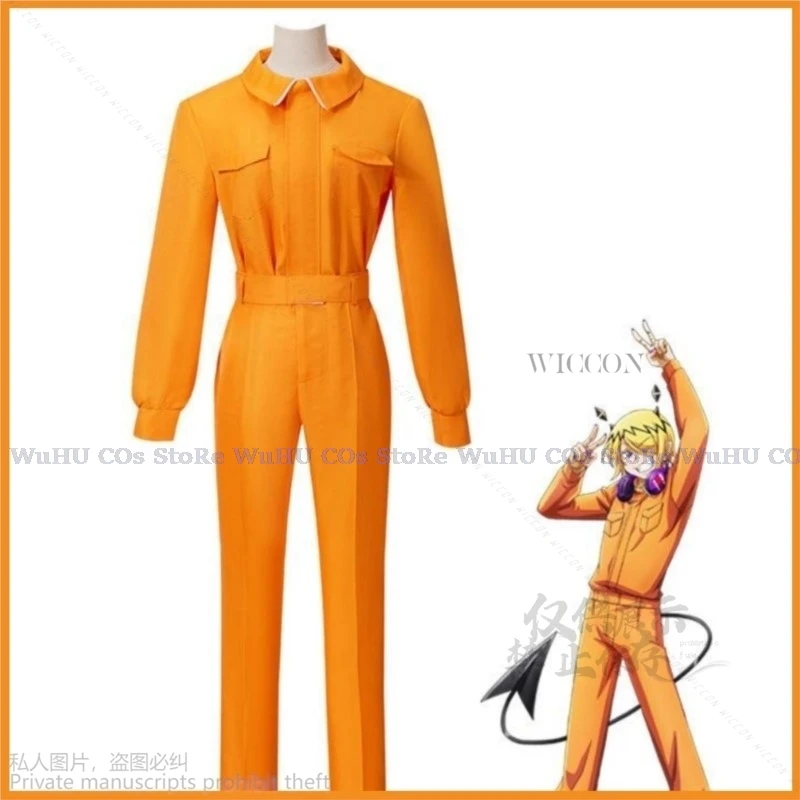 Anime Welcome To Demon-School, Iruma-kun Shax Lied Cosplay Costume Yellow Work Clothes Man Woman Halloween Carnival Suit