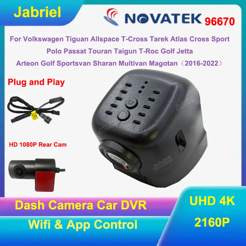 

4K UHD 2160P Автомобильный видеорегистратор для Tiguan Allspace T-Cross Tarek Atlas Cross Sport Polo Passat Touran Taigun T-Roc Golf 2016-2022