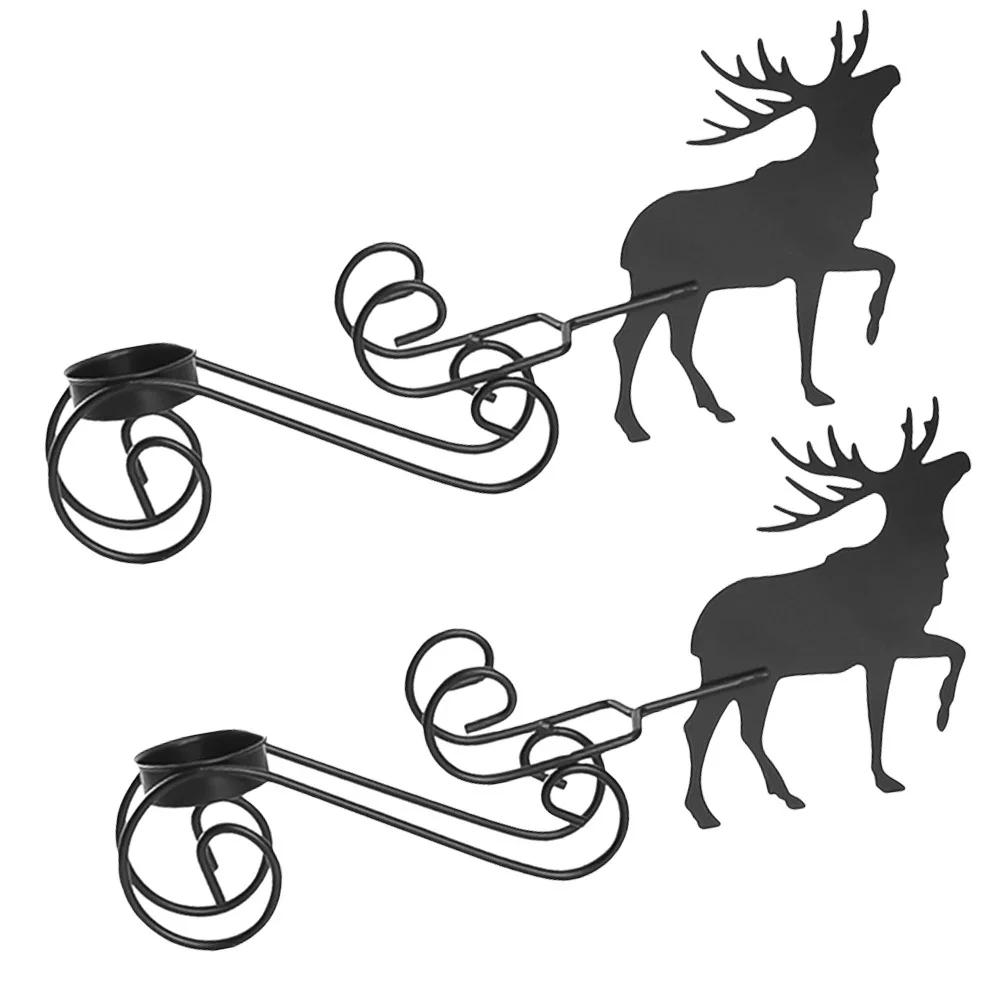 مجموعة واحدة من حامل شمعدان عيد الميلاد بتصميم الأيائل وحامل حديدي للزينة الاحتفالية وعرض عطلة المنزل وديكور عيد الميلاد