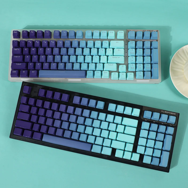 140 Keys Purple Gradient Keycaps for Mechanical Keyboard OEM Height PBT Double Shot Backlit Shine AULA F75 Ajazz AK820 Pro GK61