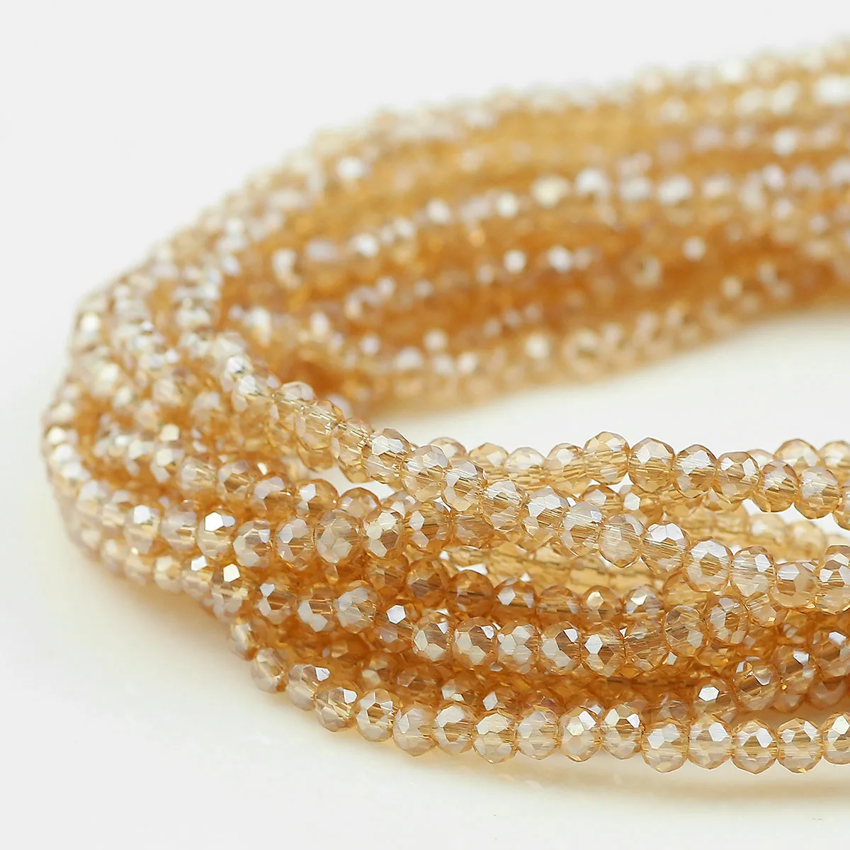 WLYeeS Flat Round Gold Champagen Beads 2mm 100Pcs Austrian Glass Crystal Loose Bead for Jewelry Making Neckalce Bracelet DIY Gif