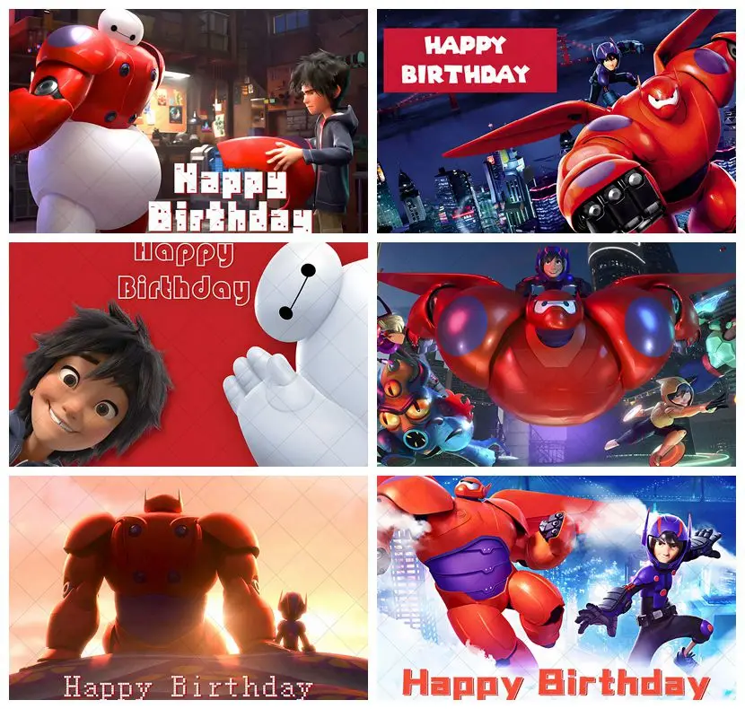 Big Hero 6 Backdrop Baymax Wall Decor Happy Birthday Party Supplies Background Kids Boys Gifts Baby Shower Banner Custom