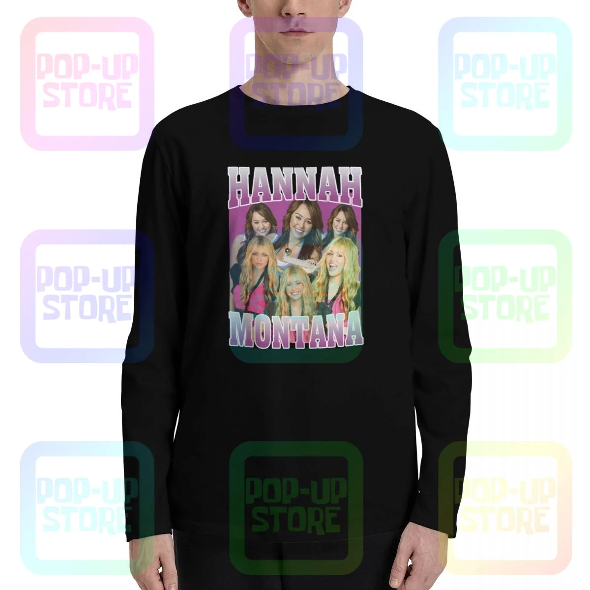 Hannah Montana Miley Cyrus Music Rap Hip-Hop Long Sleeve T-Shirts T-shirt Tee Top Cotton All-Match Streetwear