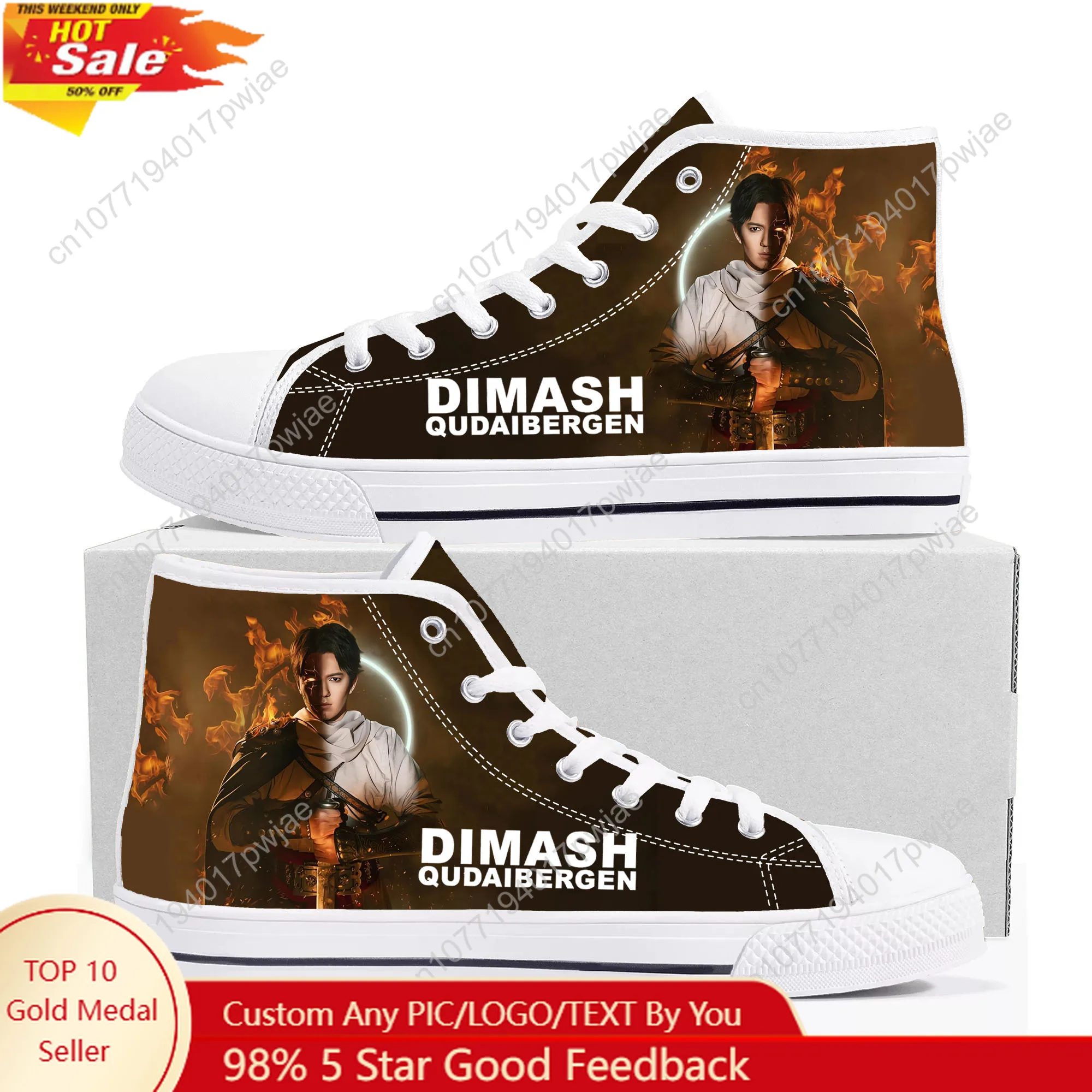 

Dimash Qudaibergen Kazakh Singer High Top High Quality Sneakers Mens Womens Teenager Canvas Sneaker Ghana Hiking Custom Shoes