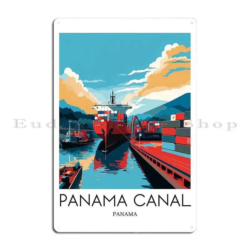 Cartel de Metal con estampado de viaje Pop Art del Canal Panamá, cine en casa, cueva de pared personalizada, cartel de estaño Vintage