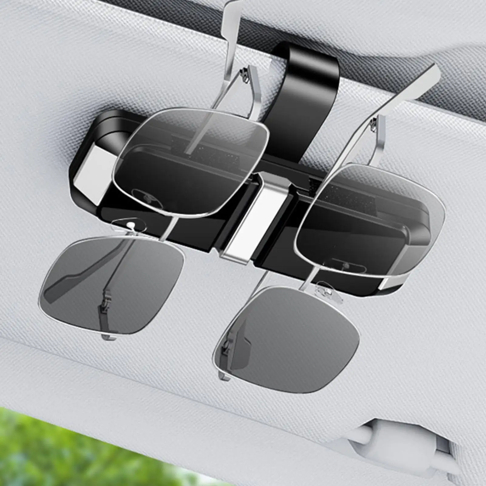 

Держатель для солнцезащитных очков для салона автомобиля, двойной зажим для солнцезащитных очков, внутренний органайзер для билетов для автомобильного фургона, внедорожника, седана, женщин и мужчин