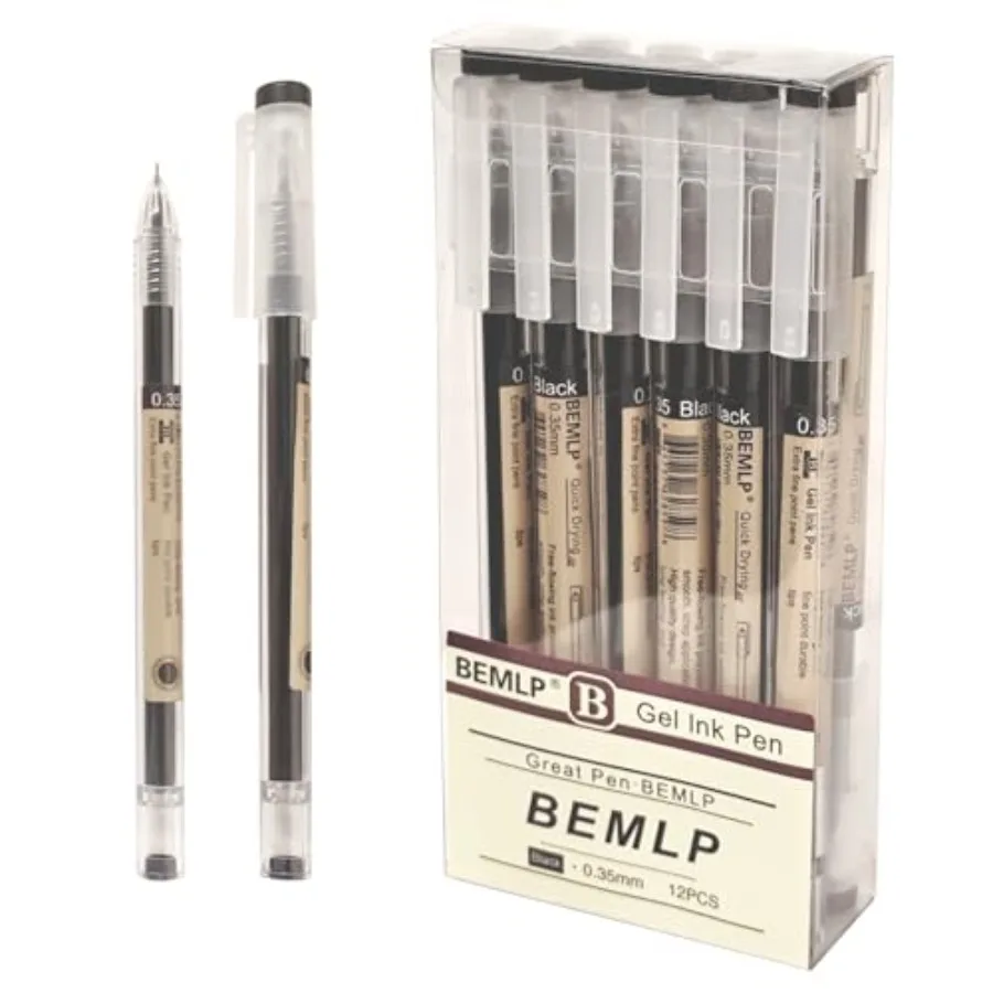 

Gel ink Pen 0.35mm Black Liquid Ink Rollerball Gel Pens Quick Drying fine point Pens Ballpoint Japanese Pens Premium School Off
