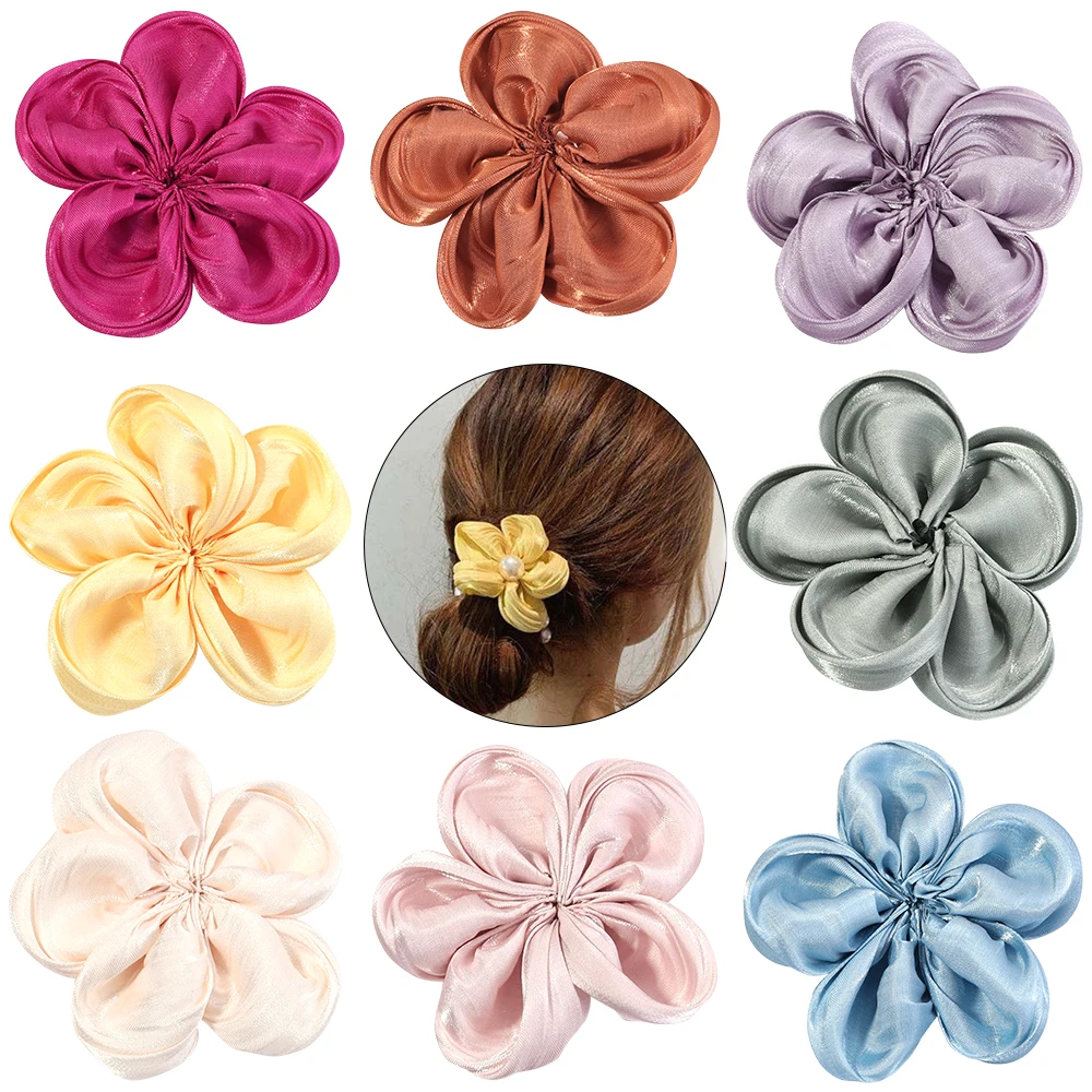 

5Pcs 6-7cm Satin Artificial Fabric Flowers Patch Applique Wedding Dress DIY Bride Hair Veil Clothes Headwear Handmade Decoration