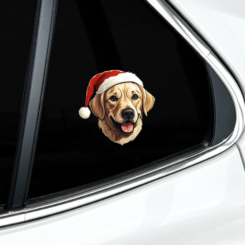 Christmas Dog Golden Retriever Motorcycle Stickers DIY Vinyl Decals Waterproof Motorbike Fuel Tank Car Trunk Windows Decoration