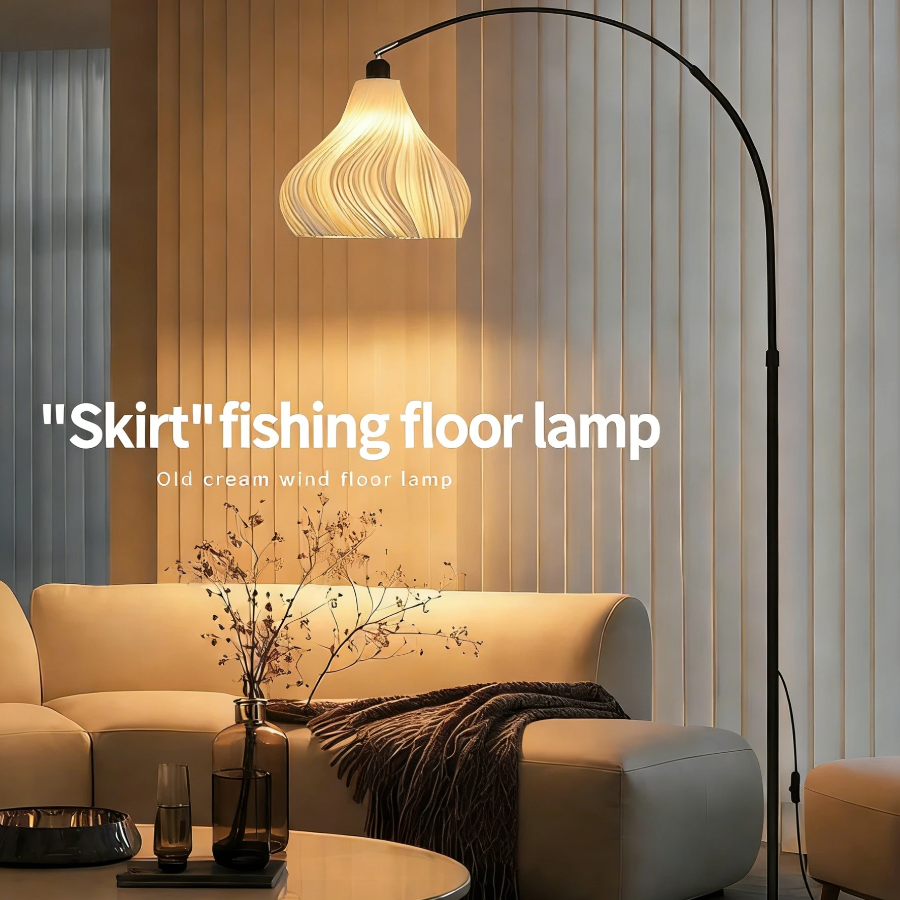 2026 New Fishing Floor Lamp Living Room Bedroom Sofa Kid Room Height Adjustment Skirt Hem Style Fishing Floor Light Home Decor