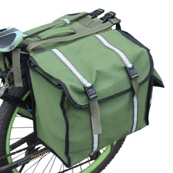 50L Portable Canvas Bike Pannier Bag with Reflective TrimBike Rear Seat Saddle Bag for Grocery Shopping Commuter Long Cycling Tr