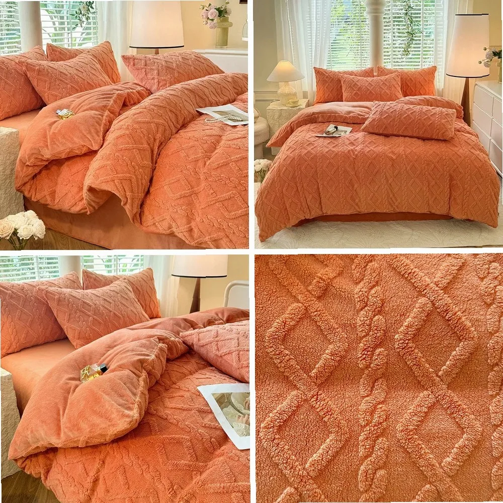 Tafuru Milk Fleece Single Quilt Set Autumn/winter Thickened Warm Solid Color Duvet Cover 200x230 220x240 Bedding for Double Use