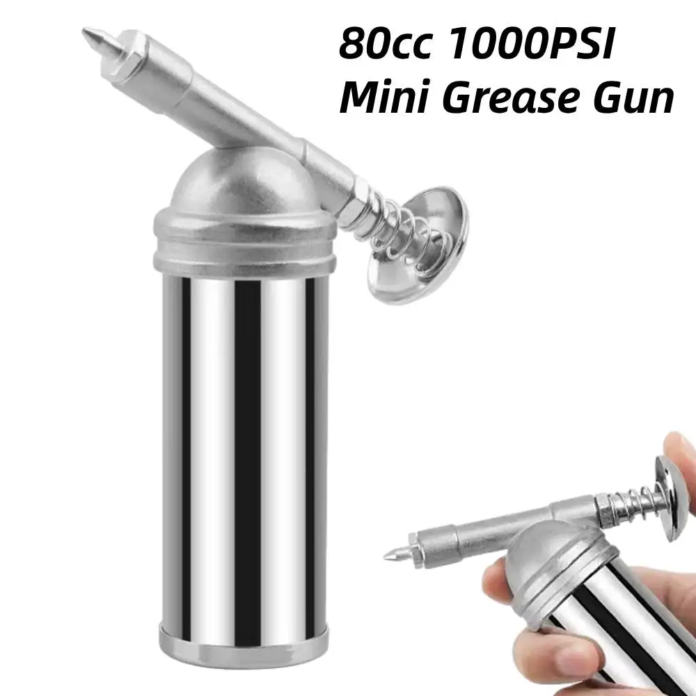 80cc Capacity Handheld High Pressure Oiler with Needle Nozzle 1000PSI Mini Bicycle Grease Gun for Greasing Small Accessories