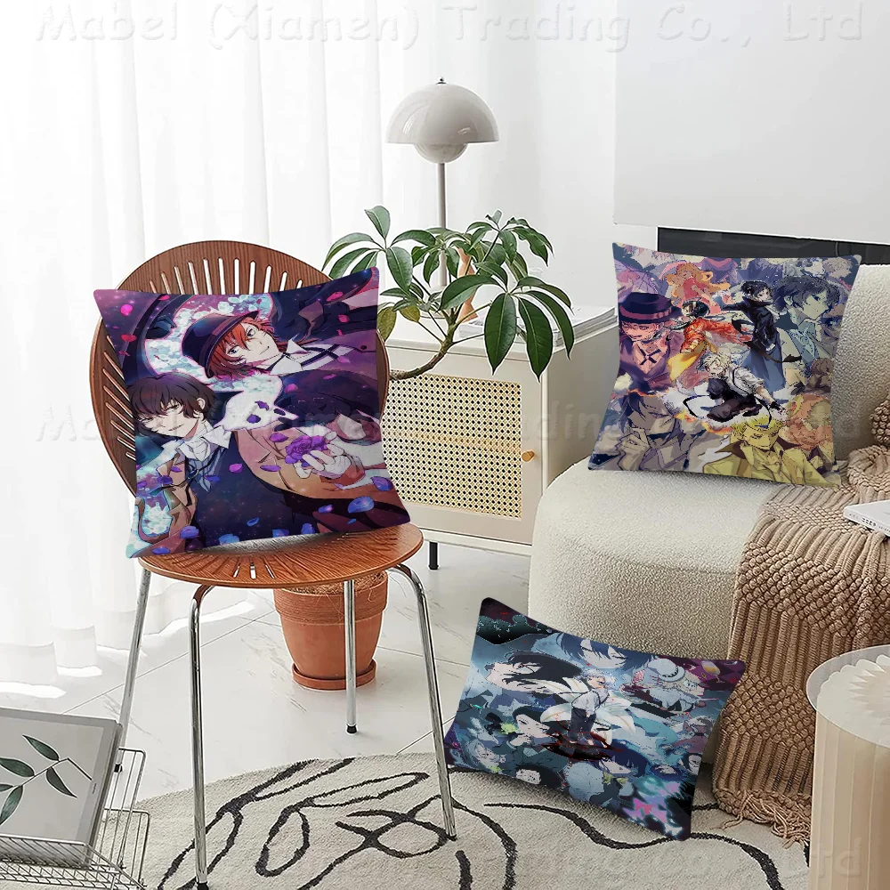 Japanese Anime Bungo Stray Dogs Pillow Cover For Bedroom Room And Living Room Sofa Decorative Cushion Cover