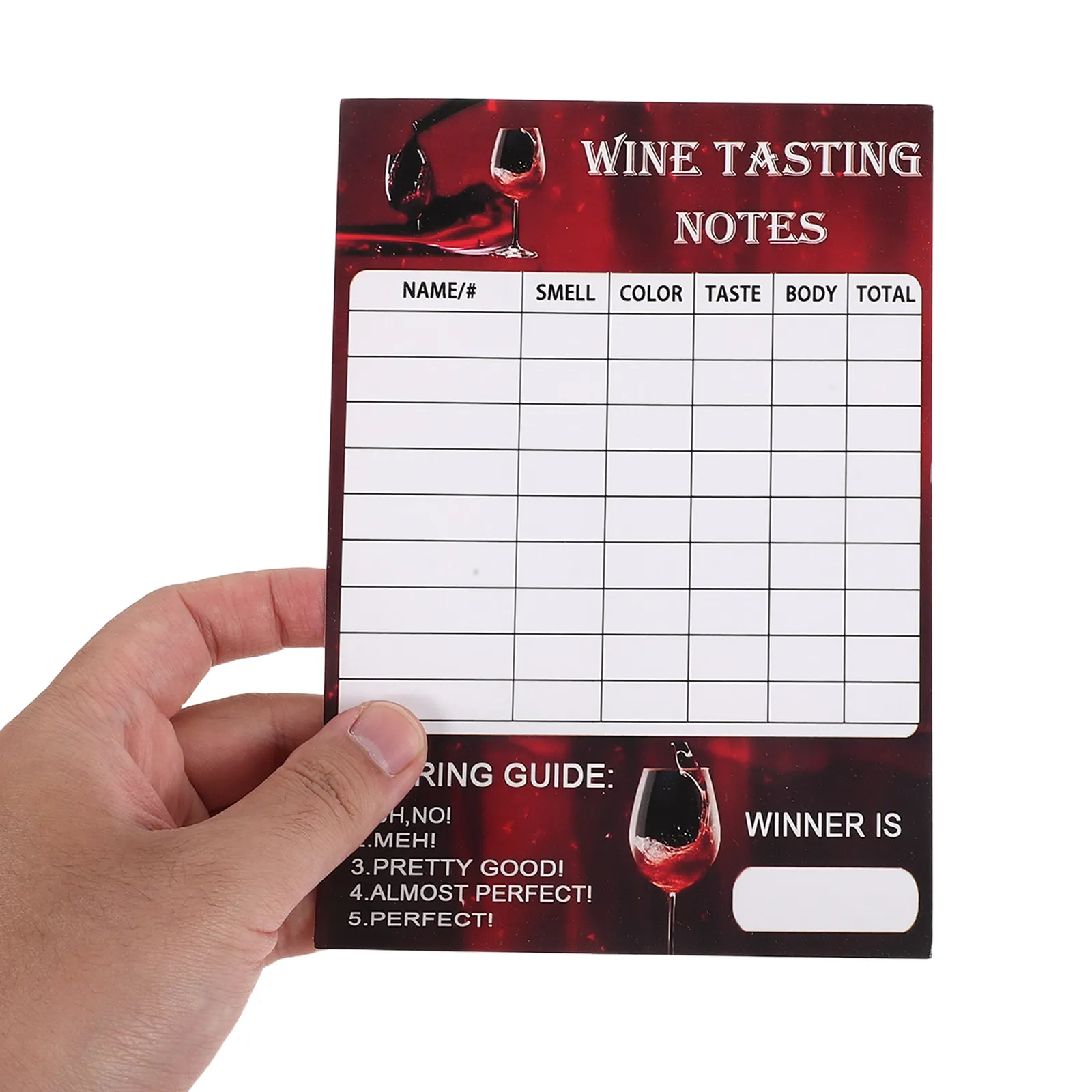 60Pcs Wine Tasting Scorecard 7.1x5 Inch Professional Blind Tasting Cards Party Game Checklist Wine Rating Sheets