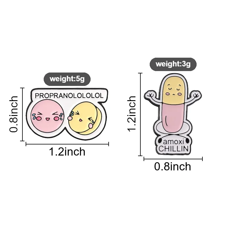 Propranolololol Anxious Pills Enamel Pin, Nervous Capsule Brooch For Medical Humor Lovers And Pharmacy Student Style