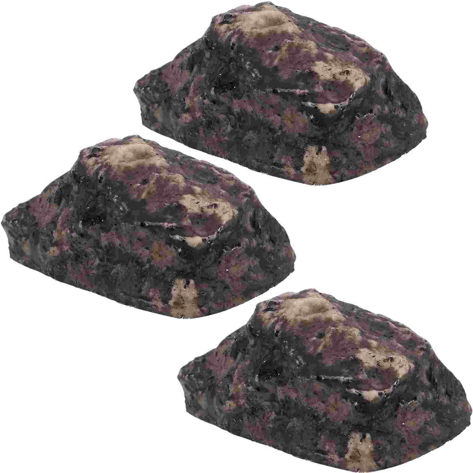 

3pcs Simulation Stone Key Holder Hidden Key Box Resin Stone Key Storage Box Artificial Stone Key Hider