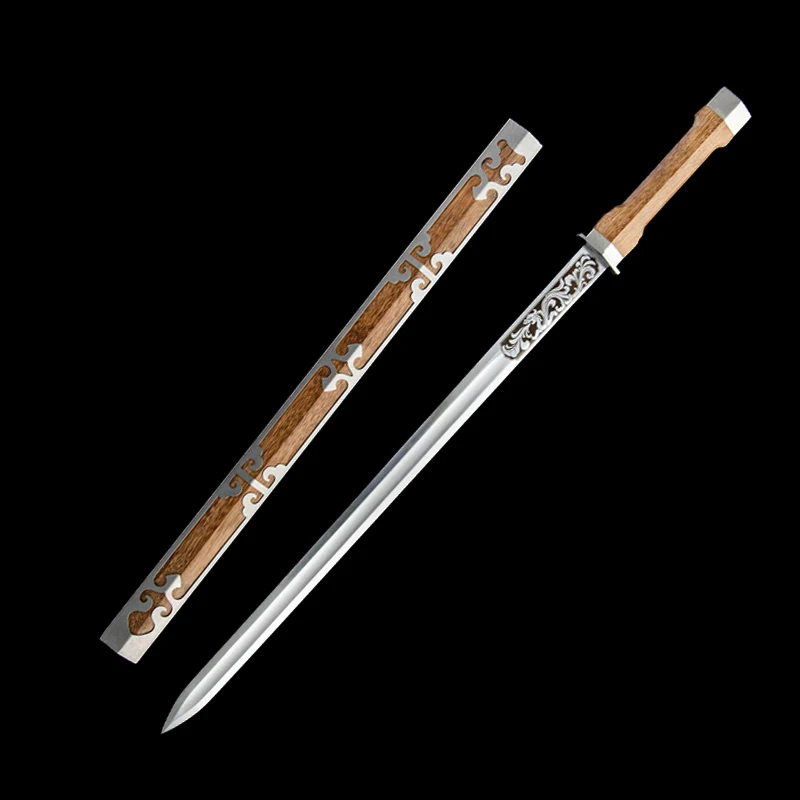 Chinese Wushu Swords Kungfu Props High Manganese Steel Steak Wood Saya Sword Real Catana Full Tang Non Sharp