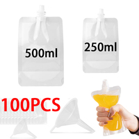 100Pcs 250ML/500ML Packaging Bags Liquid Beverage Milk Lotion Cosmetics Shampoo Shower Gel Bags Clear Portable Travel