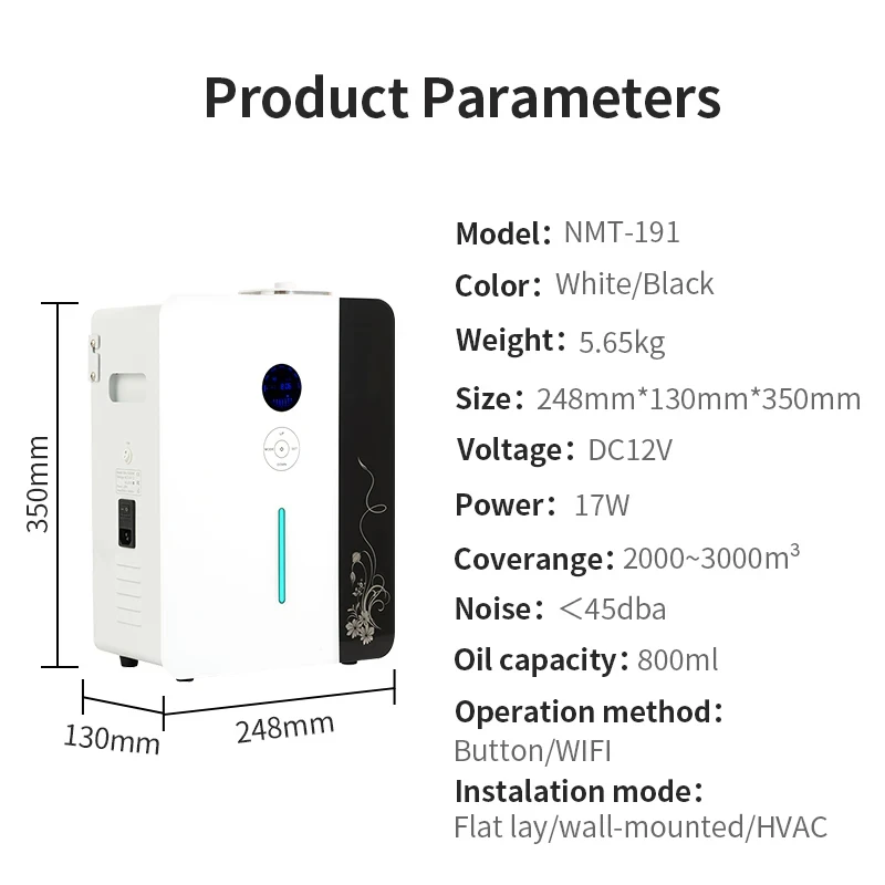 NAMSTE rozpylacz zapachów elektryczna dyfuzor olejków eterycznych HVAC komercyjna perfumowany odświeżacz powietrza WIFI zapach do domu 3000m ³ pokrywa