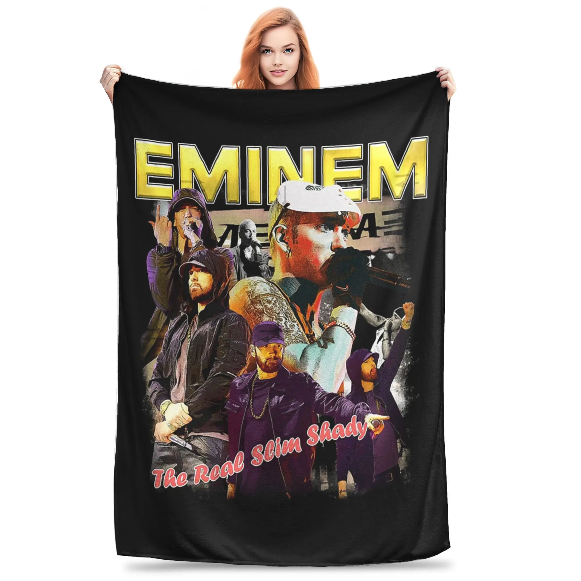 Eminem Slim Shady Music Rap  Blankets Soft Warm Flannel Throw Blanket Plush for Bed Living room Picnic Travel Home Couch